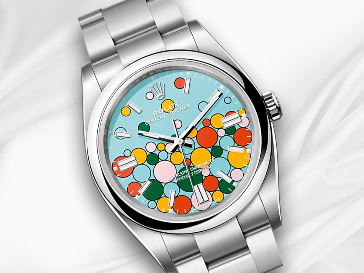 Rolex Oyster Perpetual Celebration steel watch.