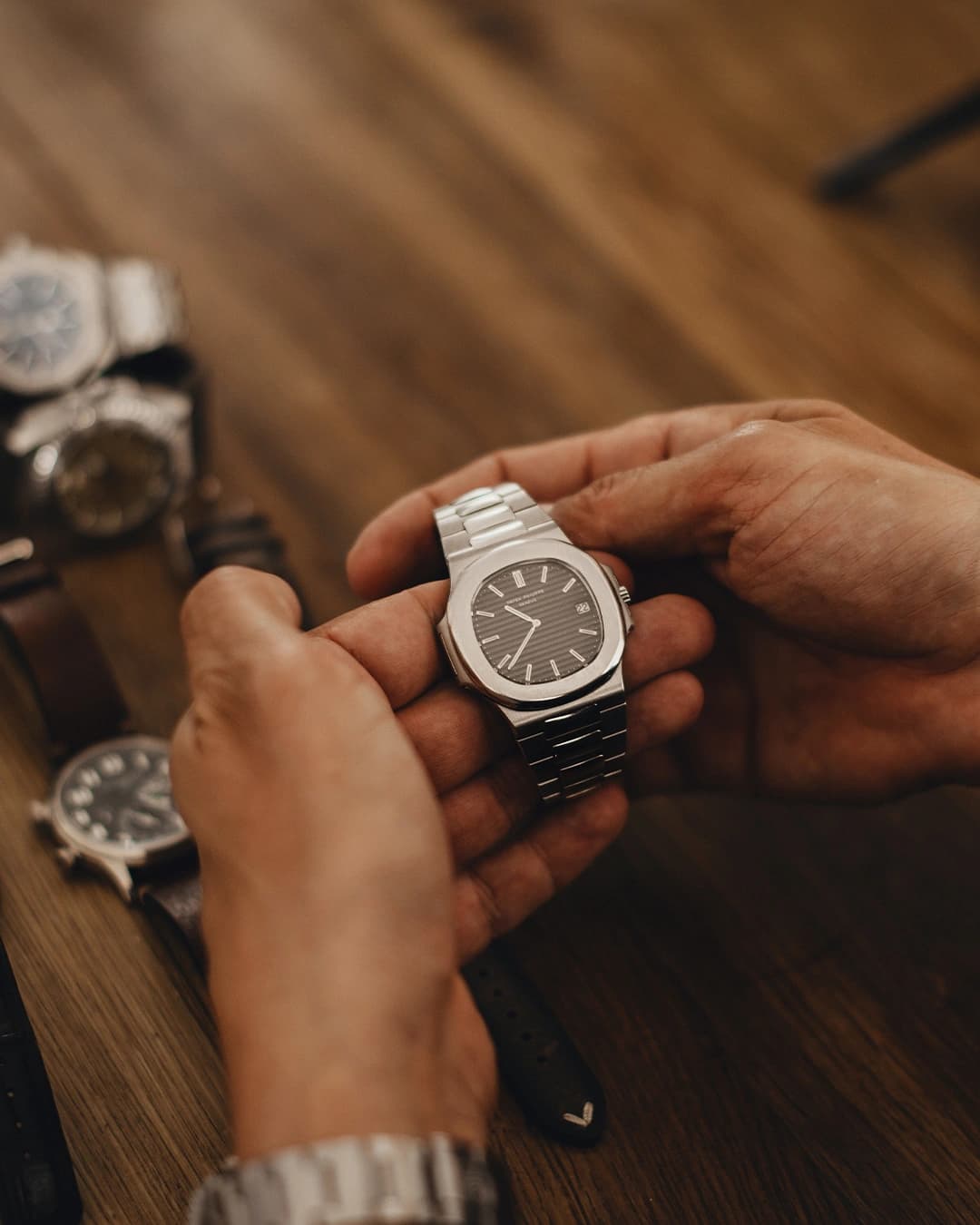 Patek Philippe Nautilus held in hand