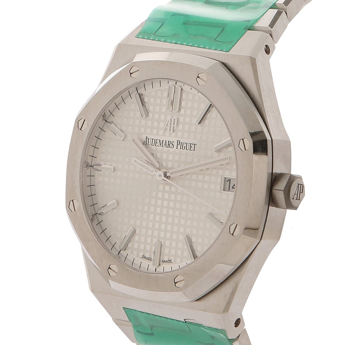 audemars piguet royal oak 15500st stainless steel white dial crown side