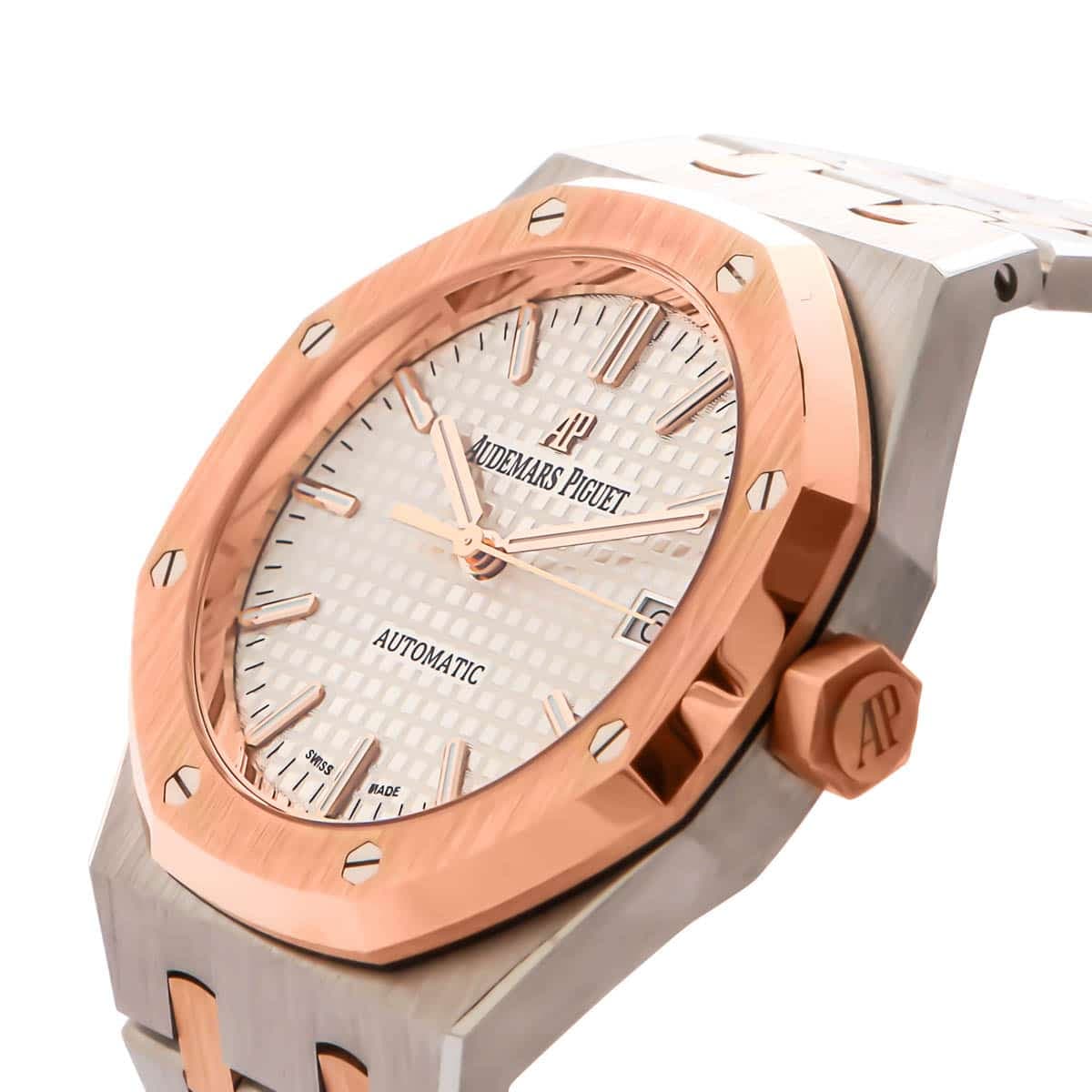 Audemars Piquet royal oak white dial & steel bracelet with rose gold bezel