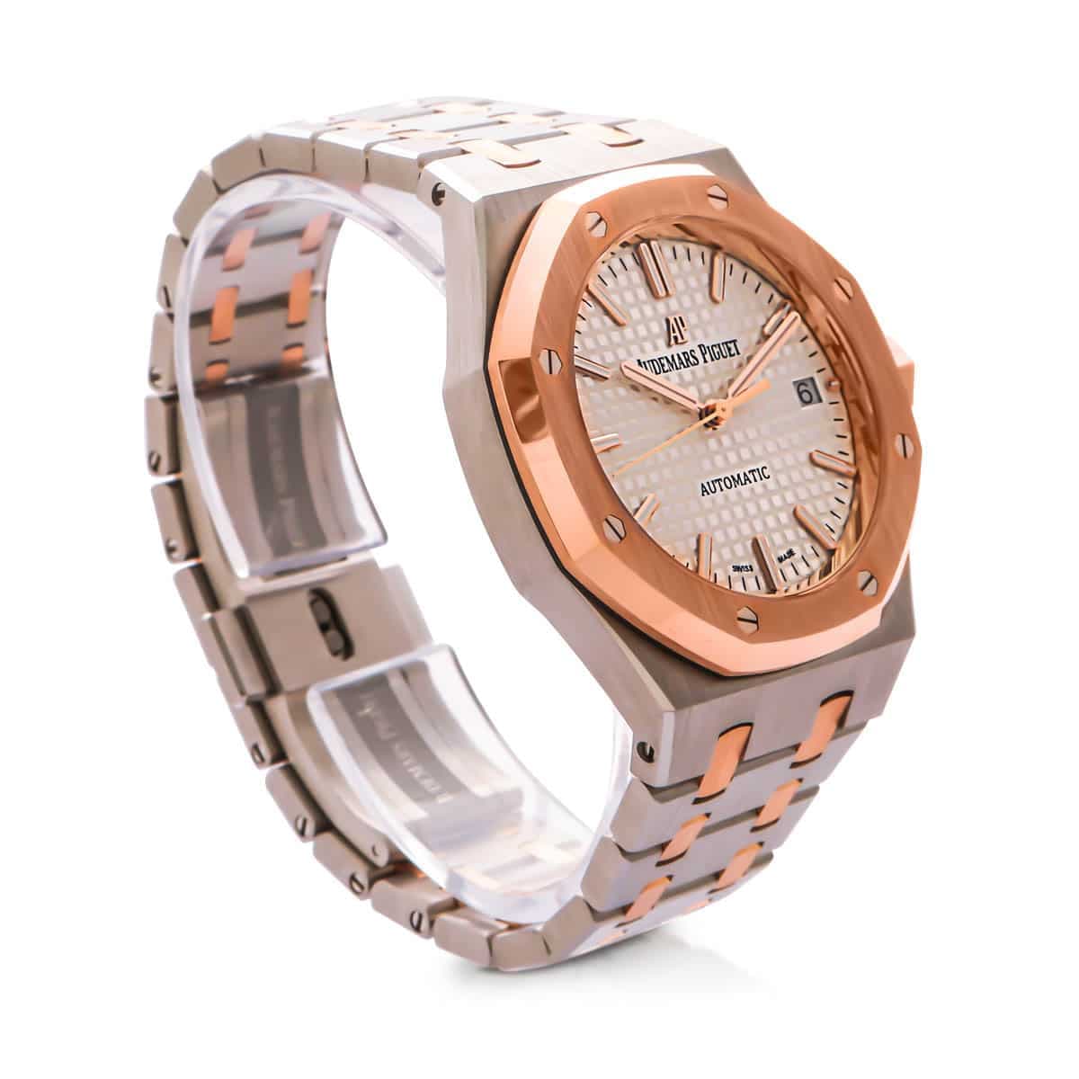 Audemars Piquet royal oak white dial & steel bracelet with rose gold bezel