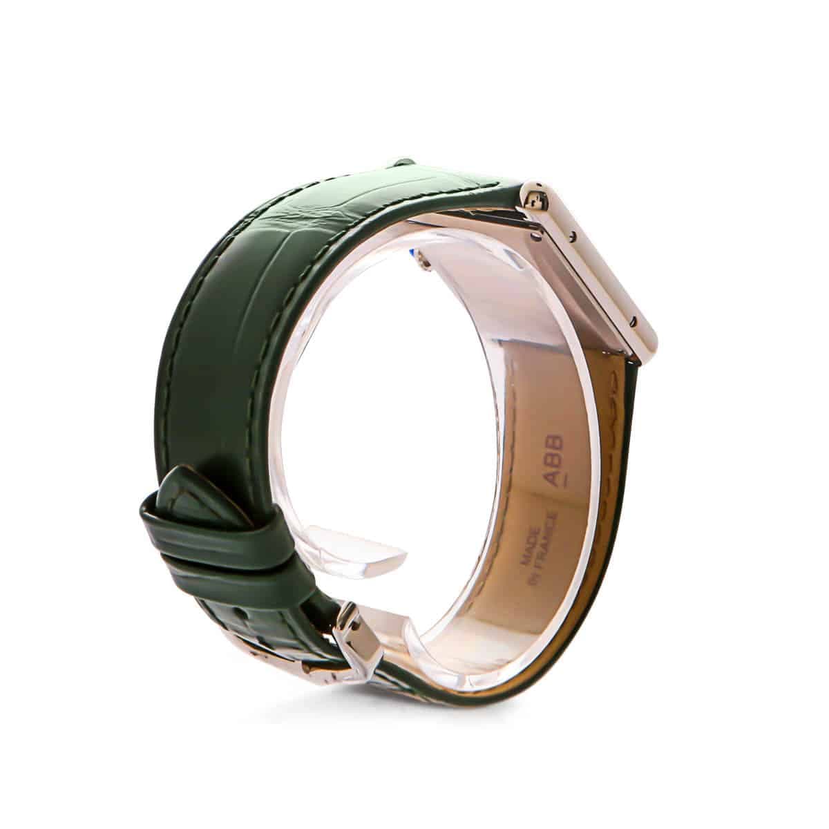 Cartier tank must in green with leather strap