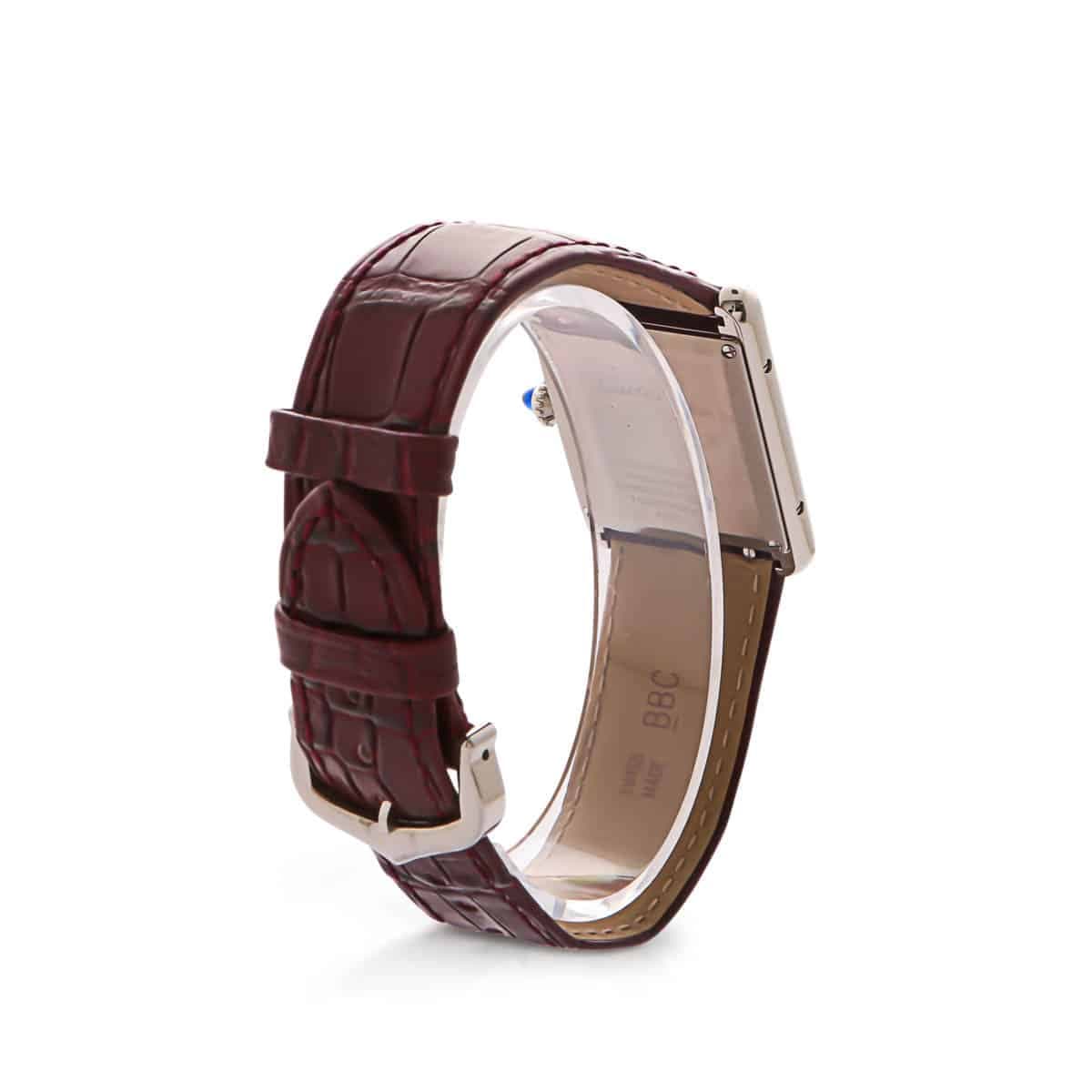 Cartier tank must in red with leather strap