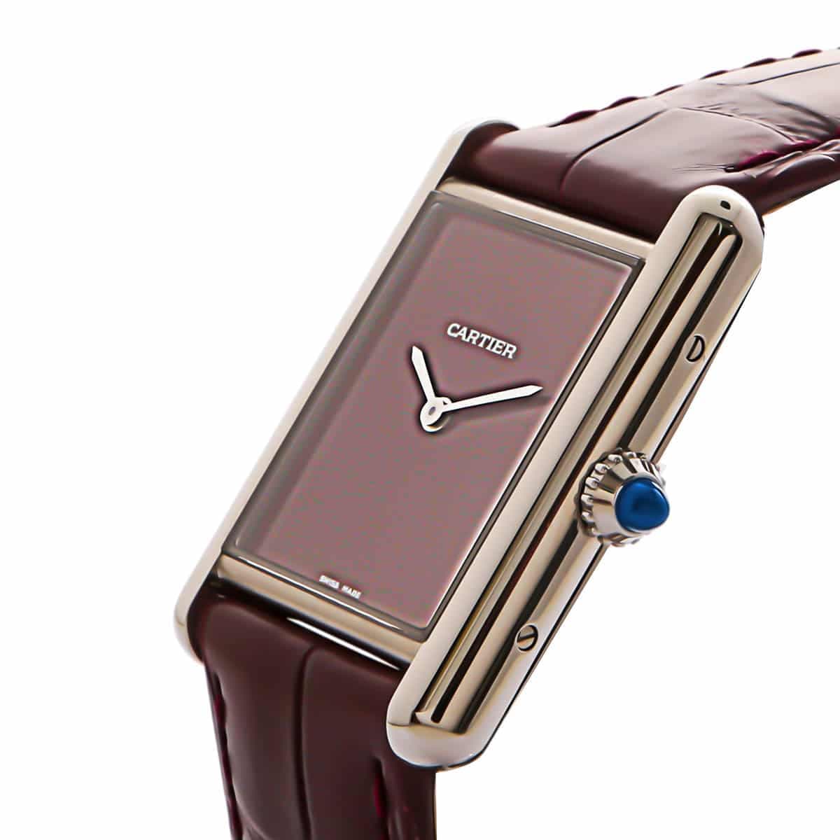 Cartier tank must in red with leather strap