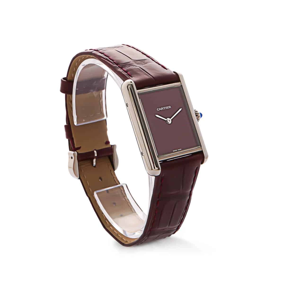 Cartier tank must in red with leather strap
