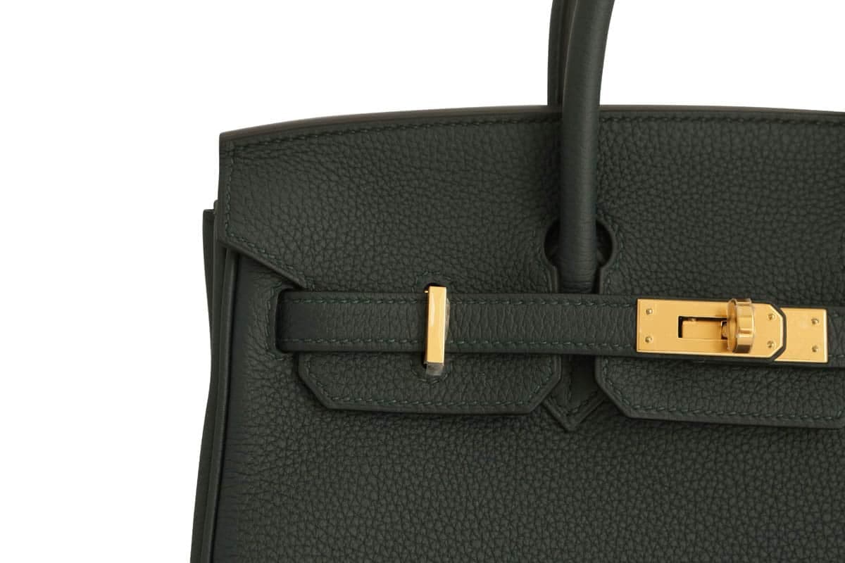 Hermes Birkin 25 togo vert cypress with rose hardware