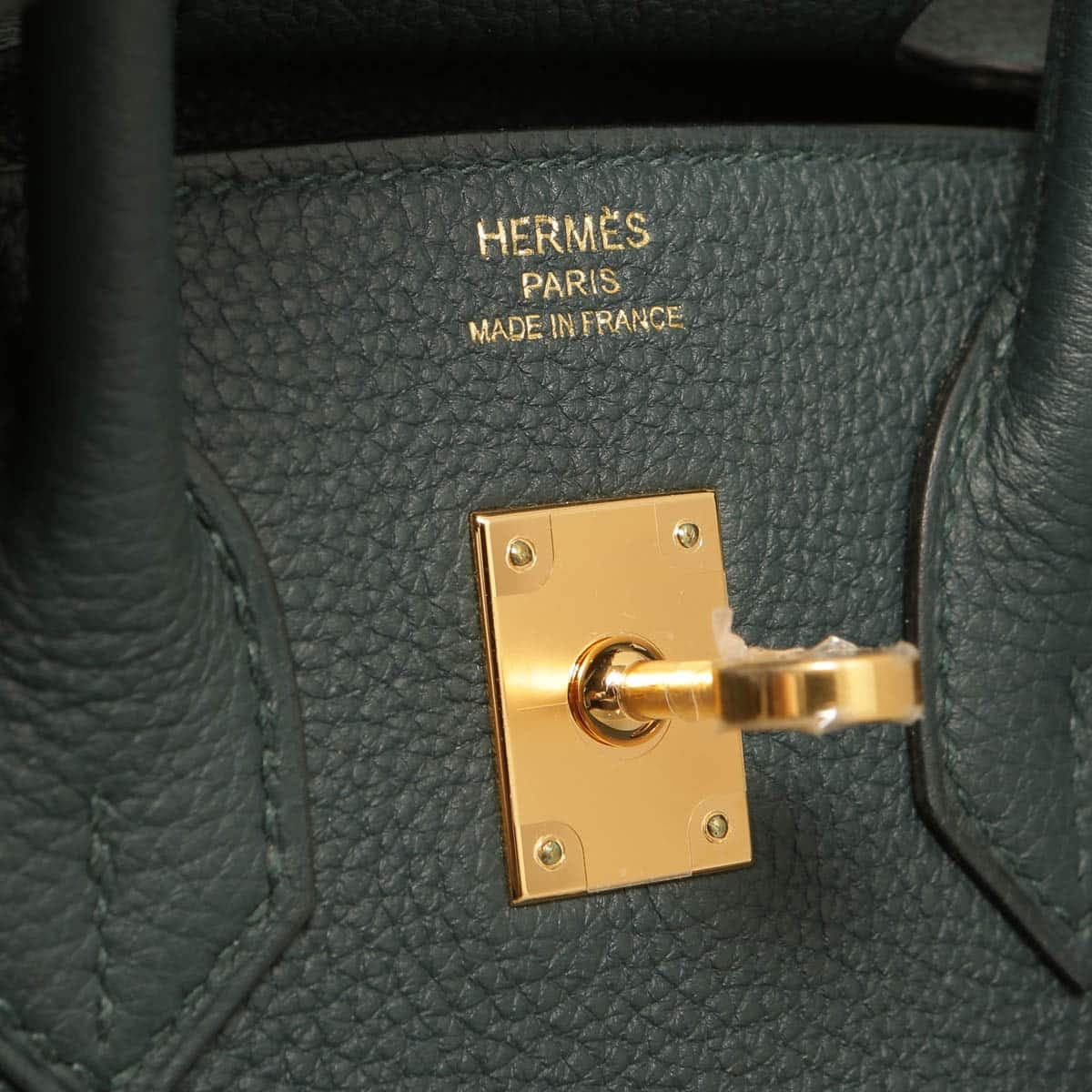 Hermes Birkin 25 togo vert cypress with rose touret