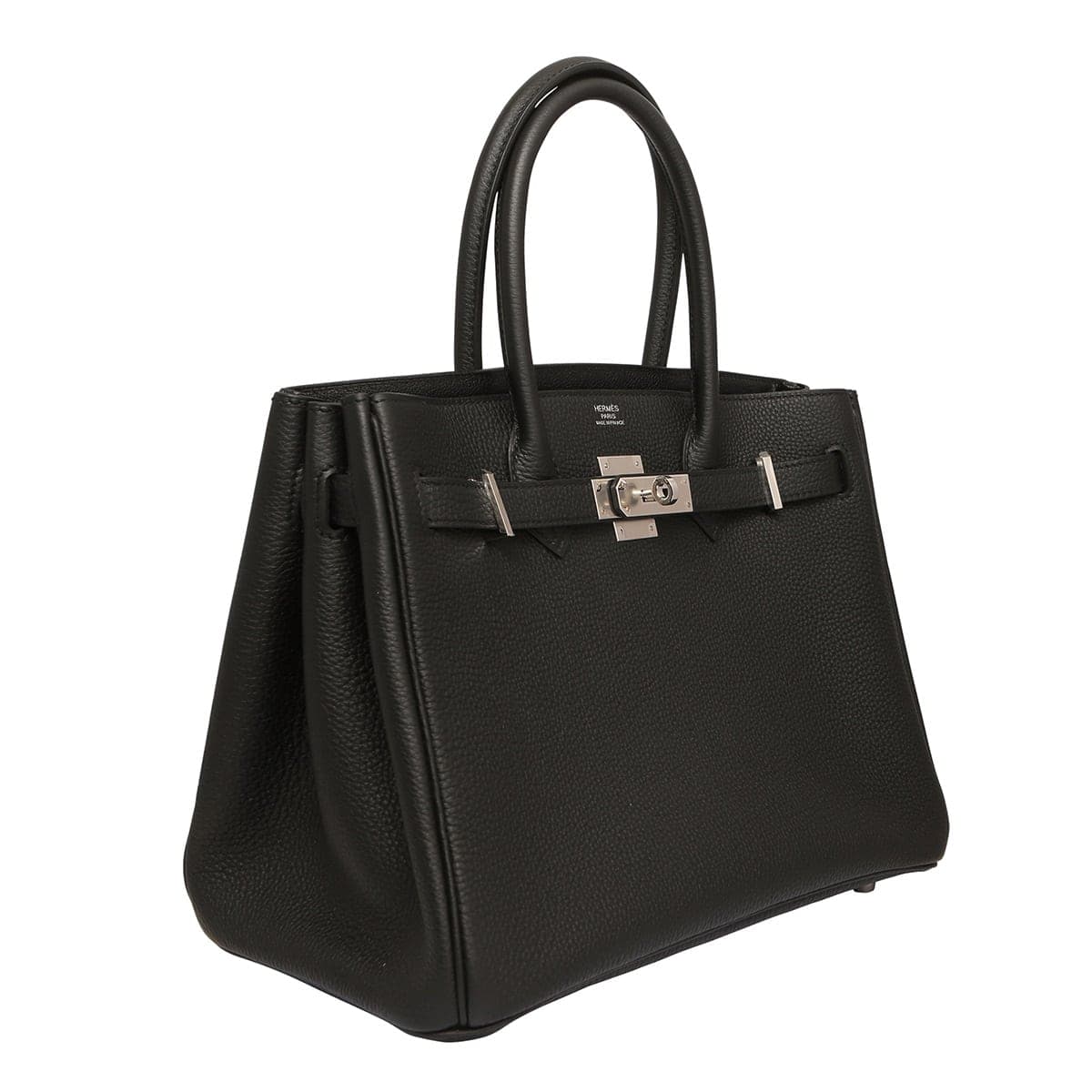 Hermes Birkin 30 black handbag with silver hardware