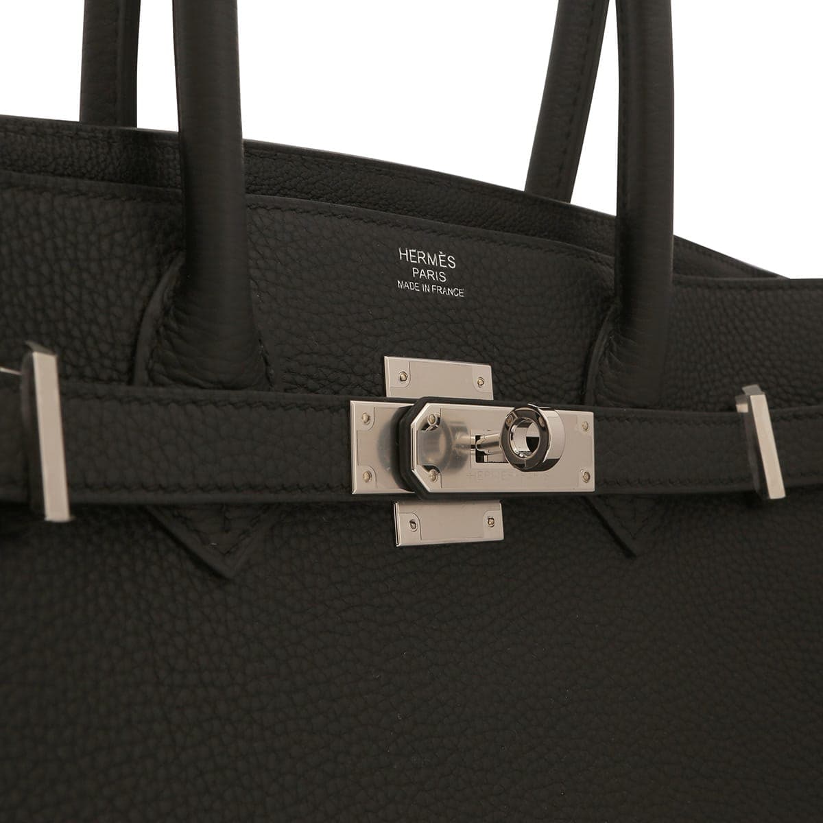 Hermes Birkin 30 black handbag with silver hardware