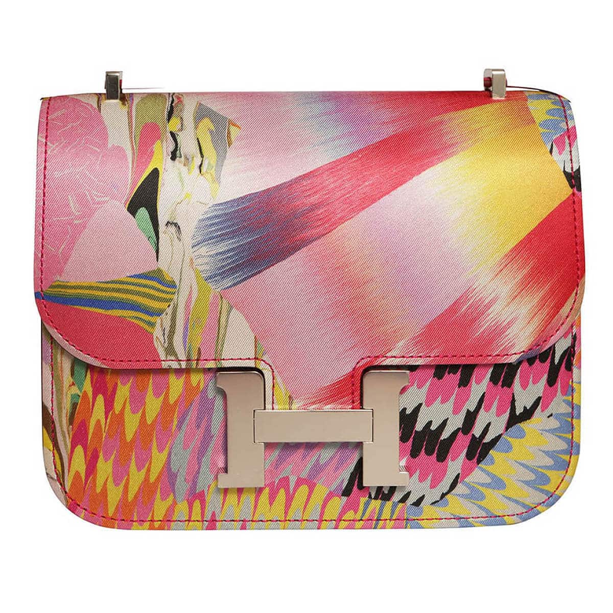 Hermès Constance Silk Print Swift · Pink Silk Print · Palladium hardware