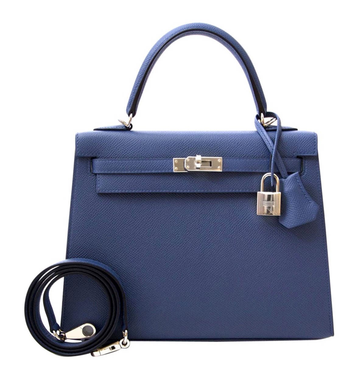 Hermès Kelly 25 Epsom Blue Brighton Epsom · Blue Brighton · Palladium hardware