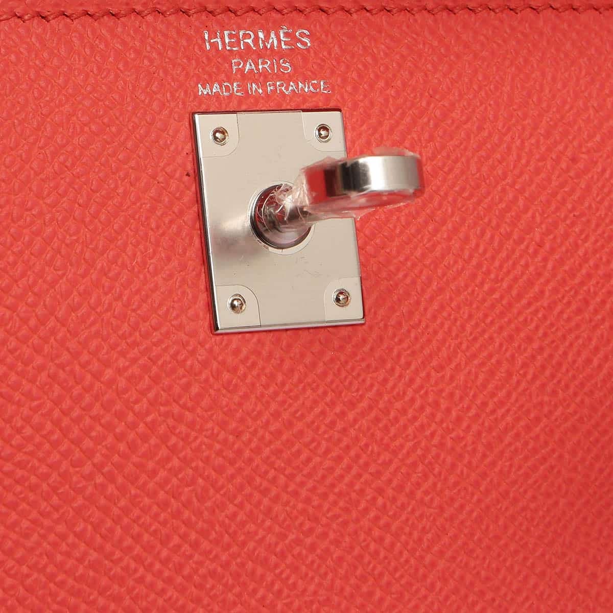 Hermes Kelly 25 handbag in Texas Rose colour with silver hardware.