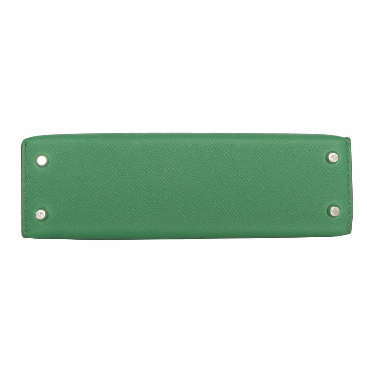 Hermes Kelly mini in cactus green bottom with four clou