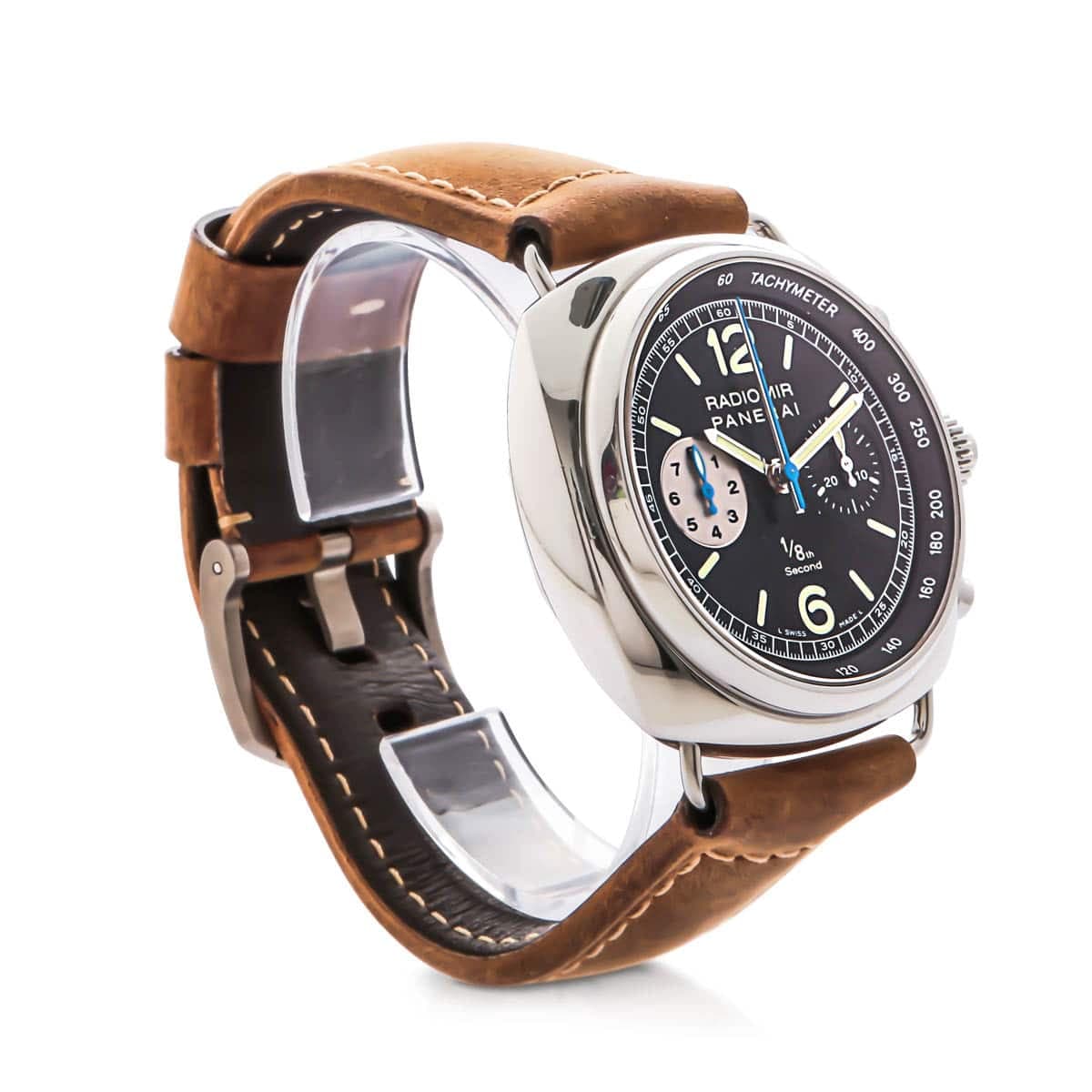 Panerai radiomir chronograph with black dial & brown leather strap