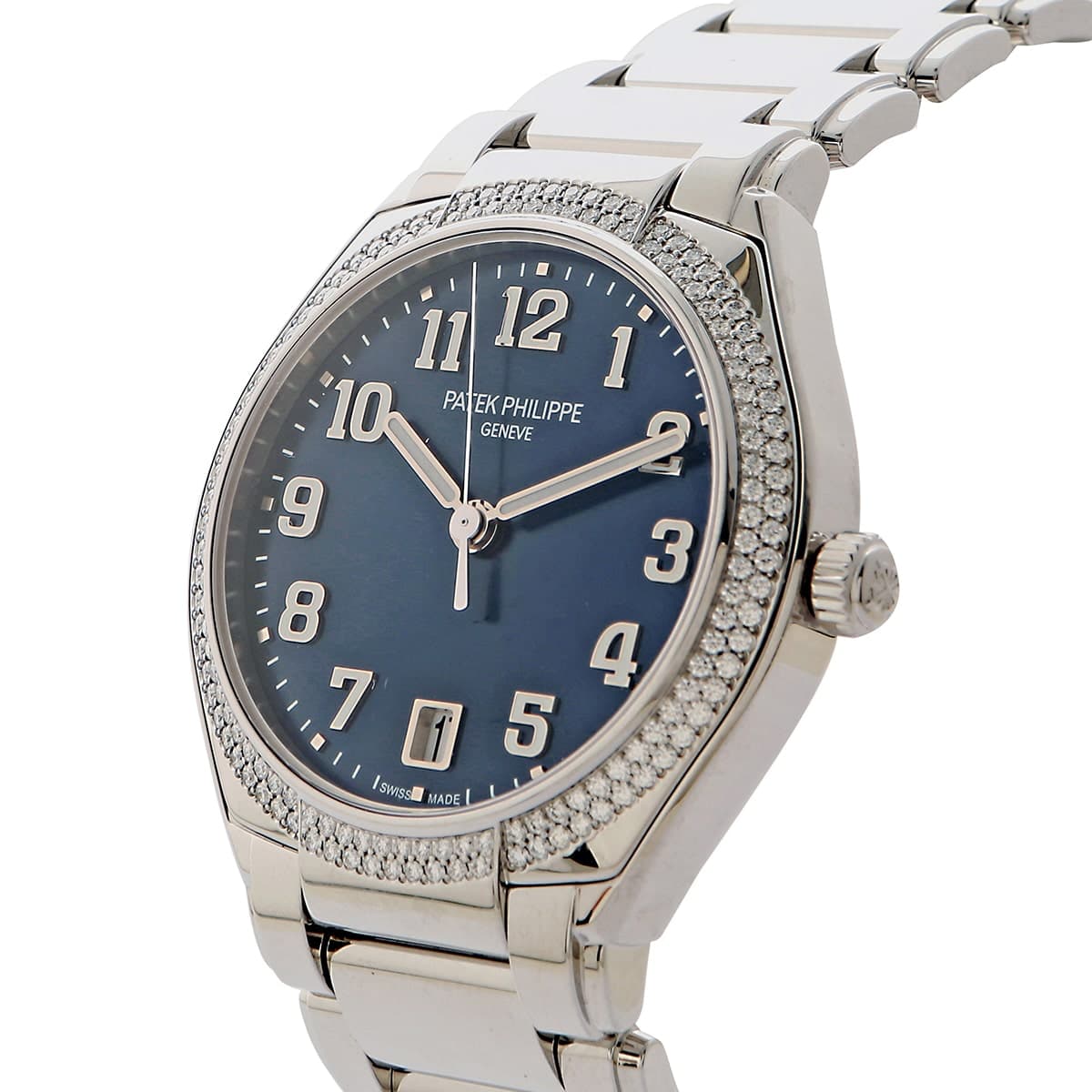 Patek twenty 4 steel diamond bezel blue dial diamond blue dial side