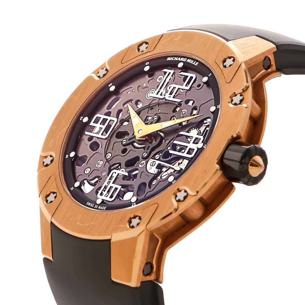 Richard Mille with rose gold bezel, rubber bracelet