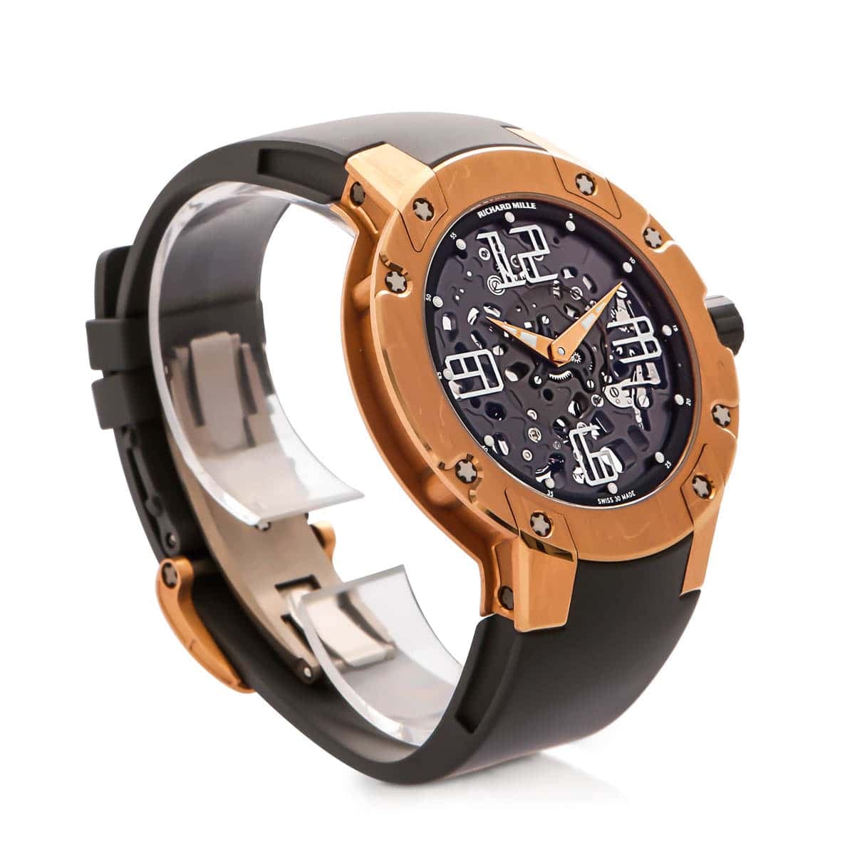 Richard Mille with rose gold bezel, rubber bracelet