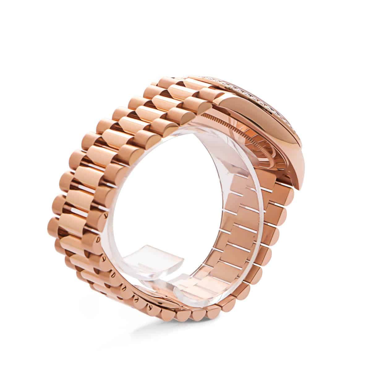 Rolex day date in rose gold with diamonds bezel