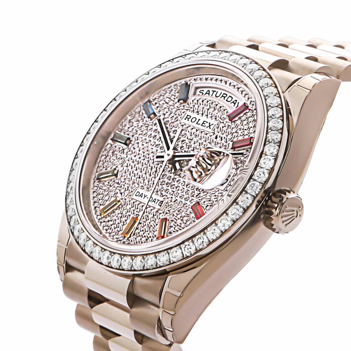 Rolex Day date in white gold & diamond rainbow dial
