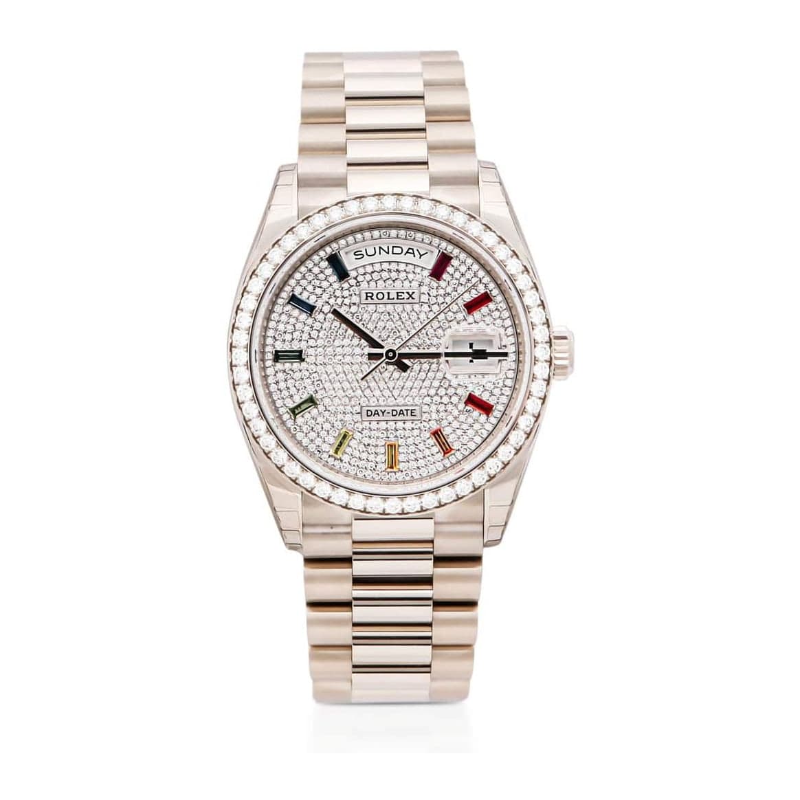 Rolex Day-Date Pave Rainbow Dial Ref. 128349RBR · White Gold · 36mm