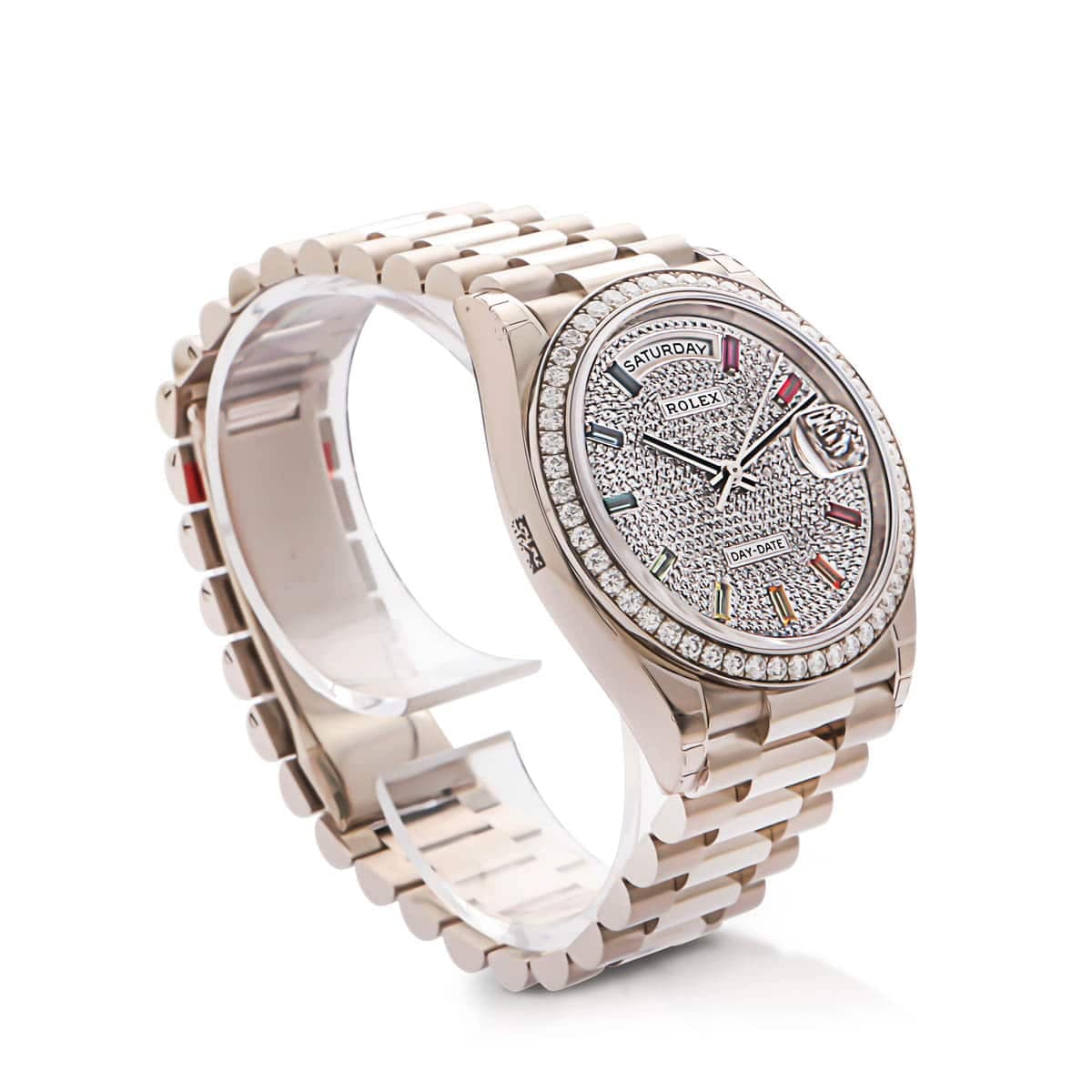 Rolex Day date in white gold & diamond rainbow dial