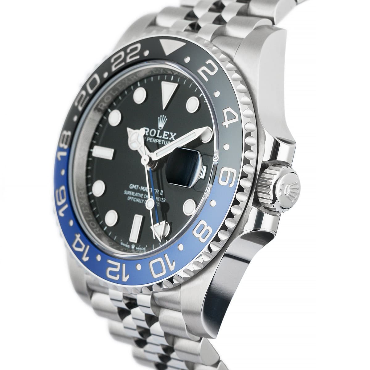rolex gmt II black dial with black and blue bezel and jubilee bracelet