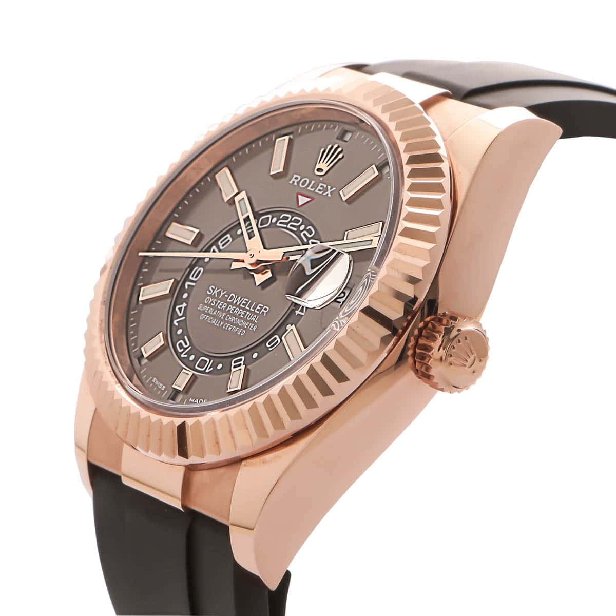 rolex-sky-dweller-oysterflex-rose-gold-42mm-rhodium-dial-326235-crown