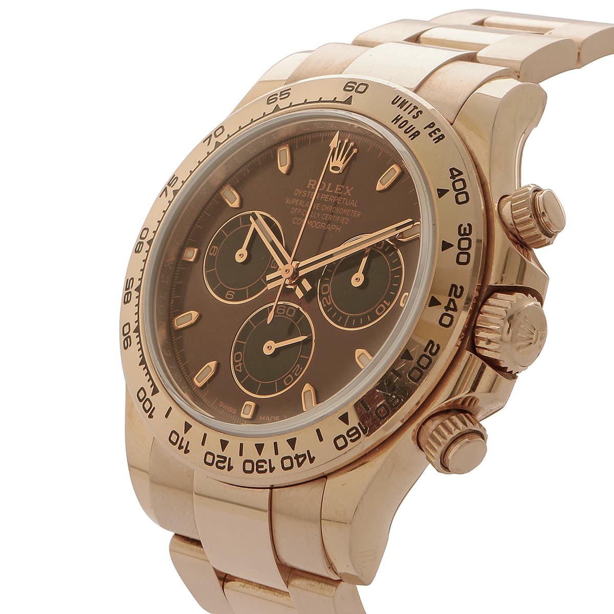 Rolex daytona 116505 chocolate dial rose gold side