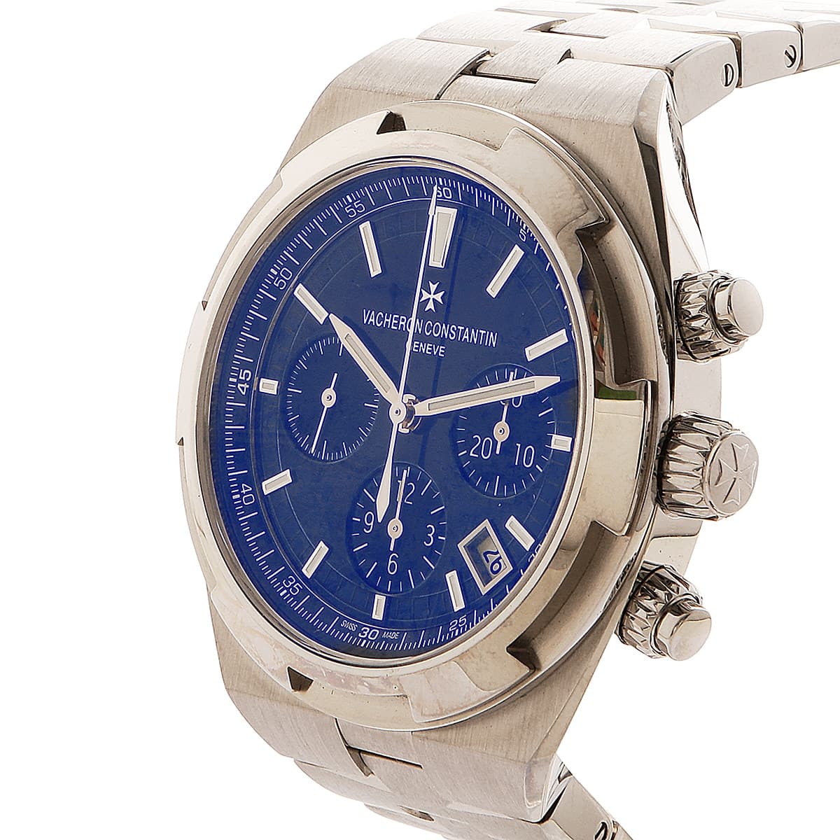 Vacheron constantin overseas blue dial chronograph 5500v steel side