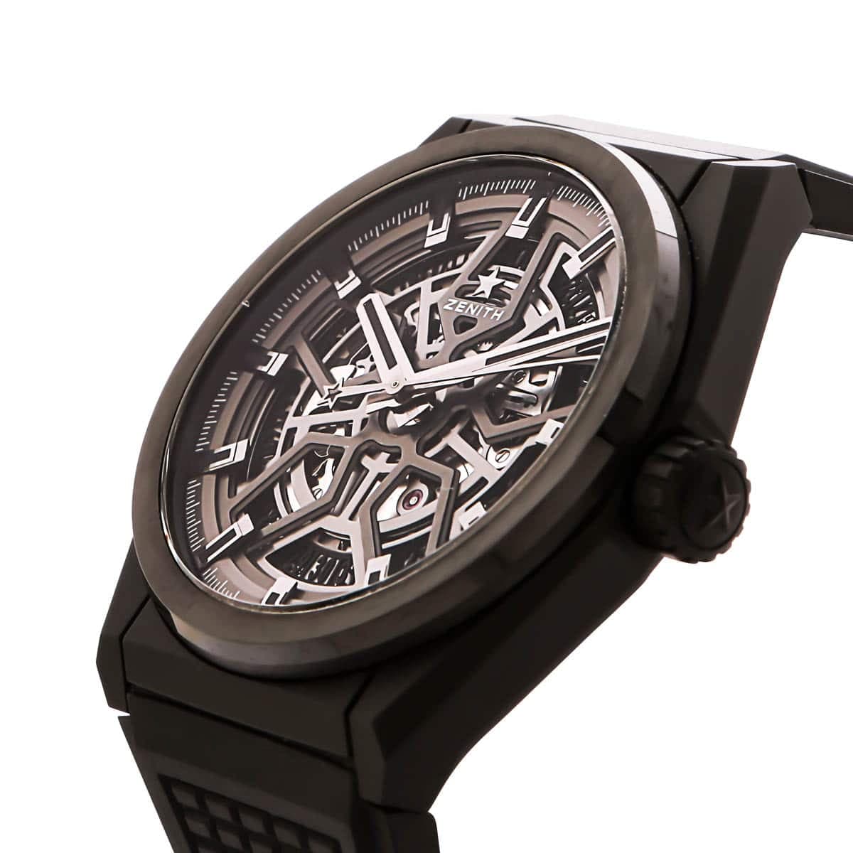 Zenith Defy classic in black with rubber bracelet & skeleton dial