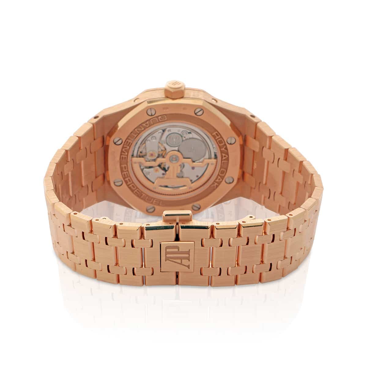 Audemars piguet royal oak perpetual calendar 26574OR rose gold 41 mm back of watch