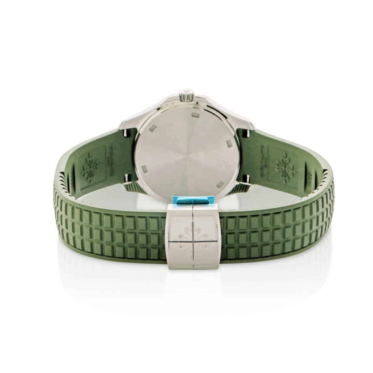Ladies Patek Philippe Aquanaut watch in green with steel & diamond bezel