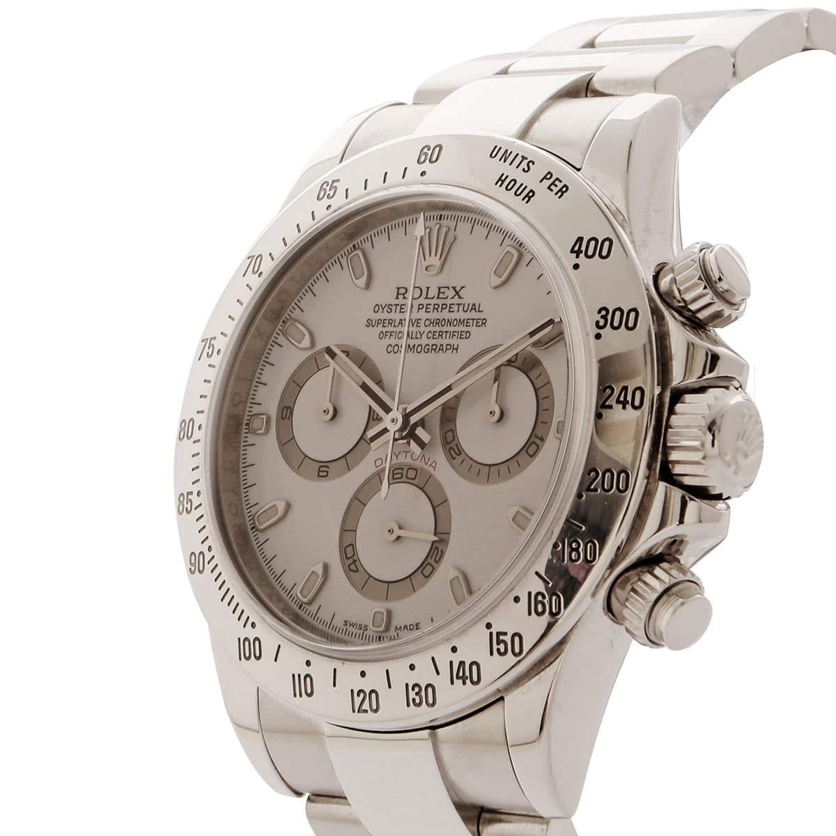 Rolex Daytona 116520 steel 40 mm. White dial . Picture of crown.