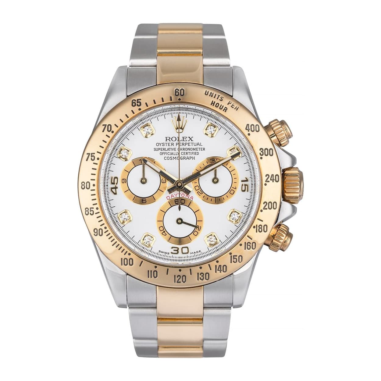 Rolex Daytona White Diamond Dial Ref. 116523 · Steel & Yellow Gold · 40mm