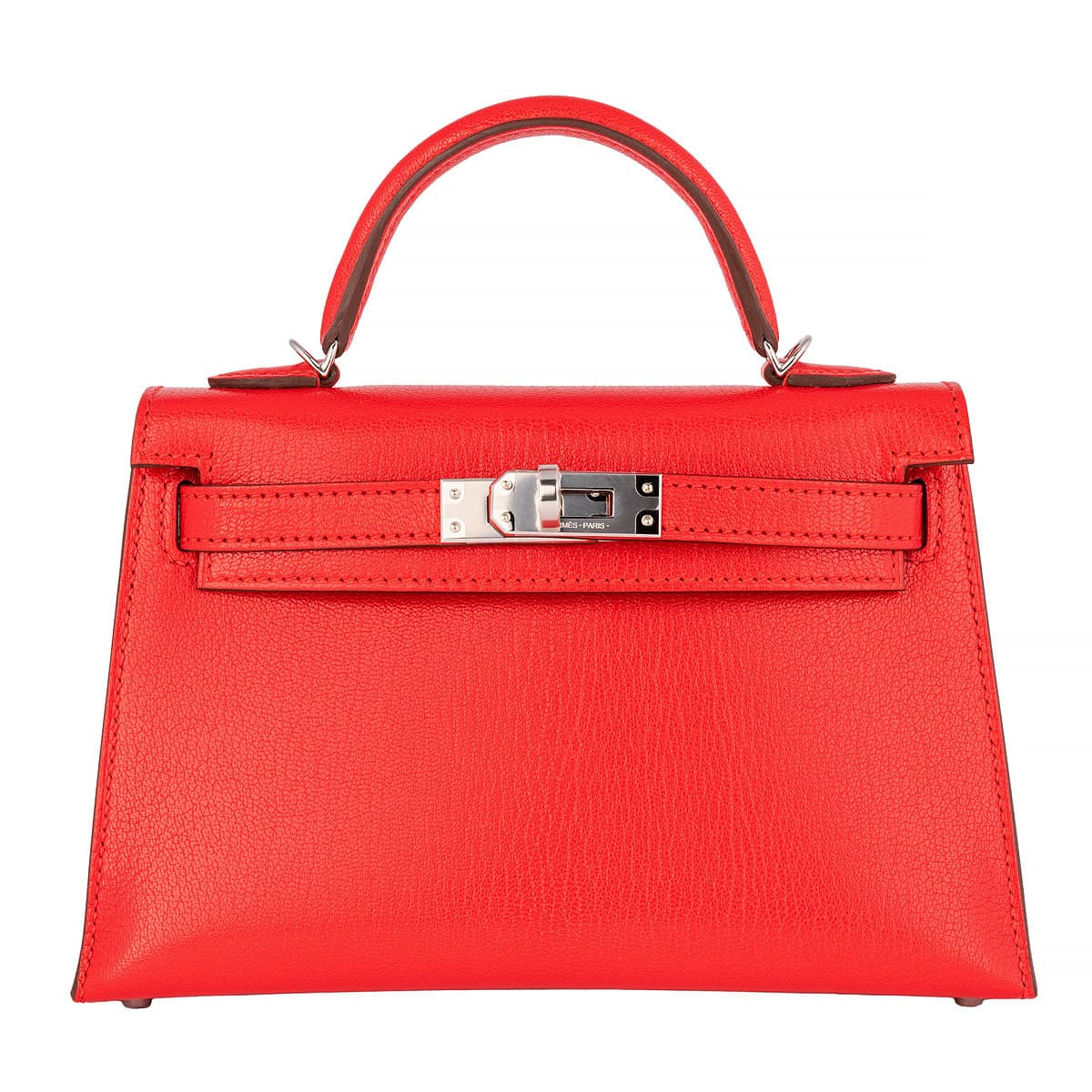 Hermès Mini Kelly Chevre Rouge de Coeur Chèvre · Rouge-de-Coeur · Palladium hardware