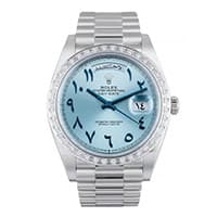Inline - Rolex Day Date Platinum Baguette Diamond Bezel 40mm Arabic Dial