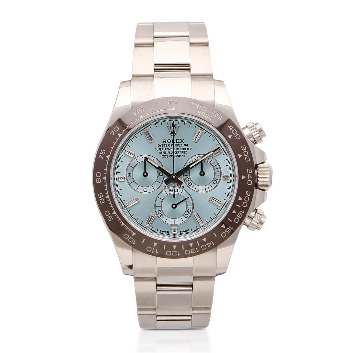 Rolex Daytona Ice Blue Baguette Dial Ref. 116506 · Platinum · 40mm