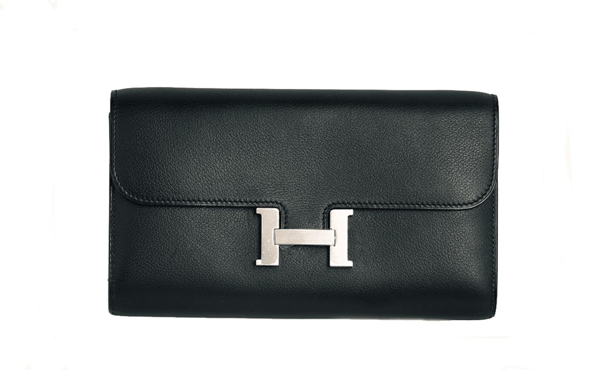 Hermès Constance To Go Noir Wallet Crossbody Bag GB10697M Black evergrain leather · Black · Palladium hardware