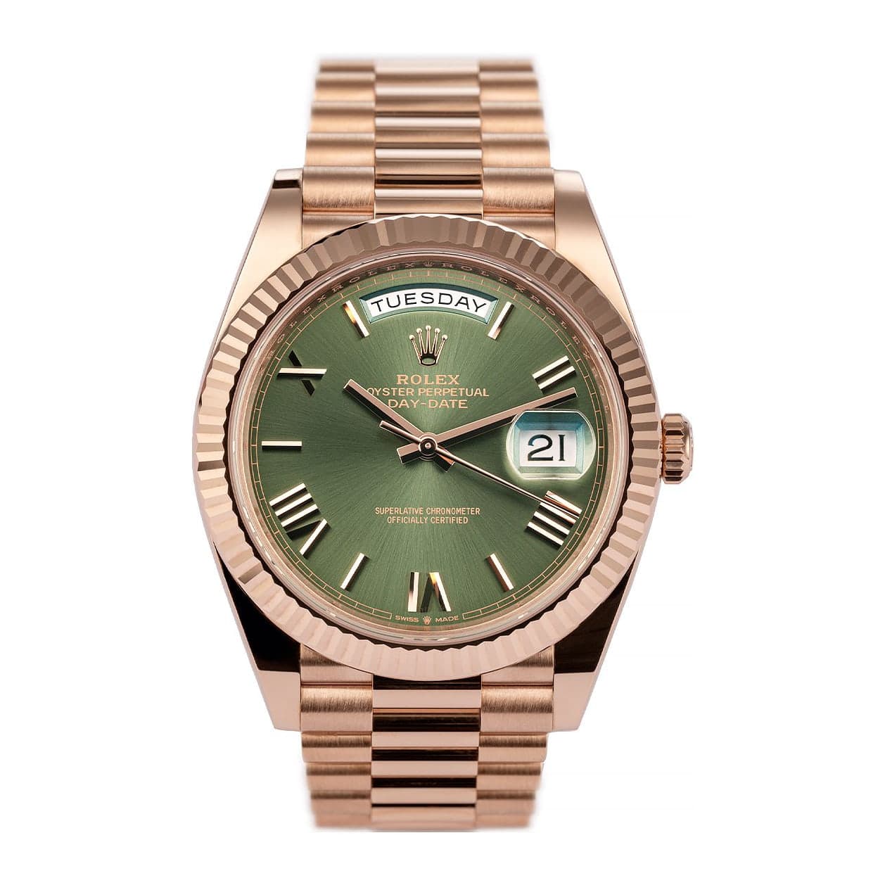 Rolex Day-Date Olive Dial Ref. 228235 · Everose Gold · 40mm