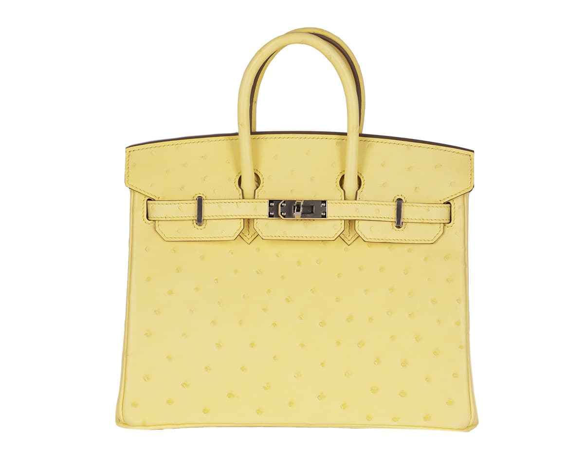 Hermès Birkin 25 Ostrich Limoncello Ostrich · Limoncello · Palladium hardware