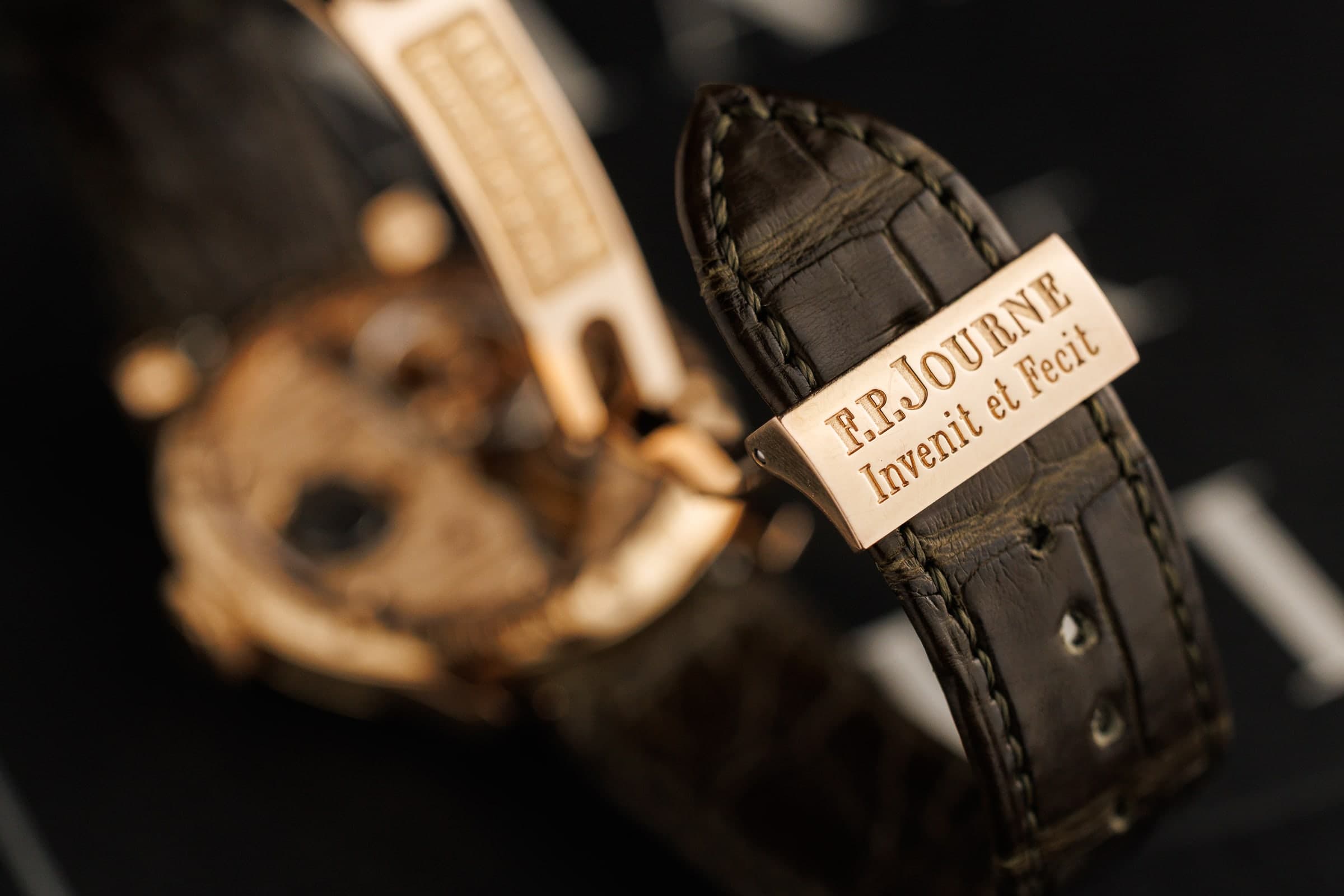 F.P. Journe Chronomètre Optimum in rose gold, signed F.P. Journe deployant buckle