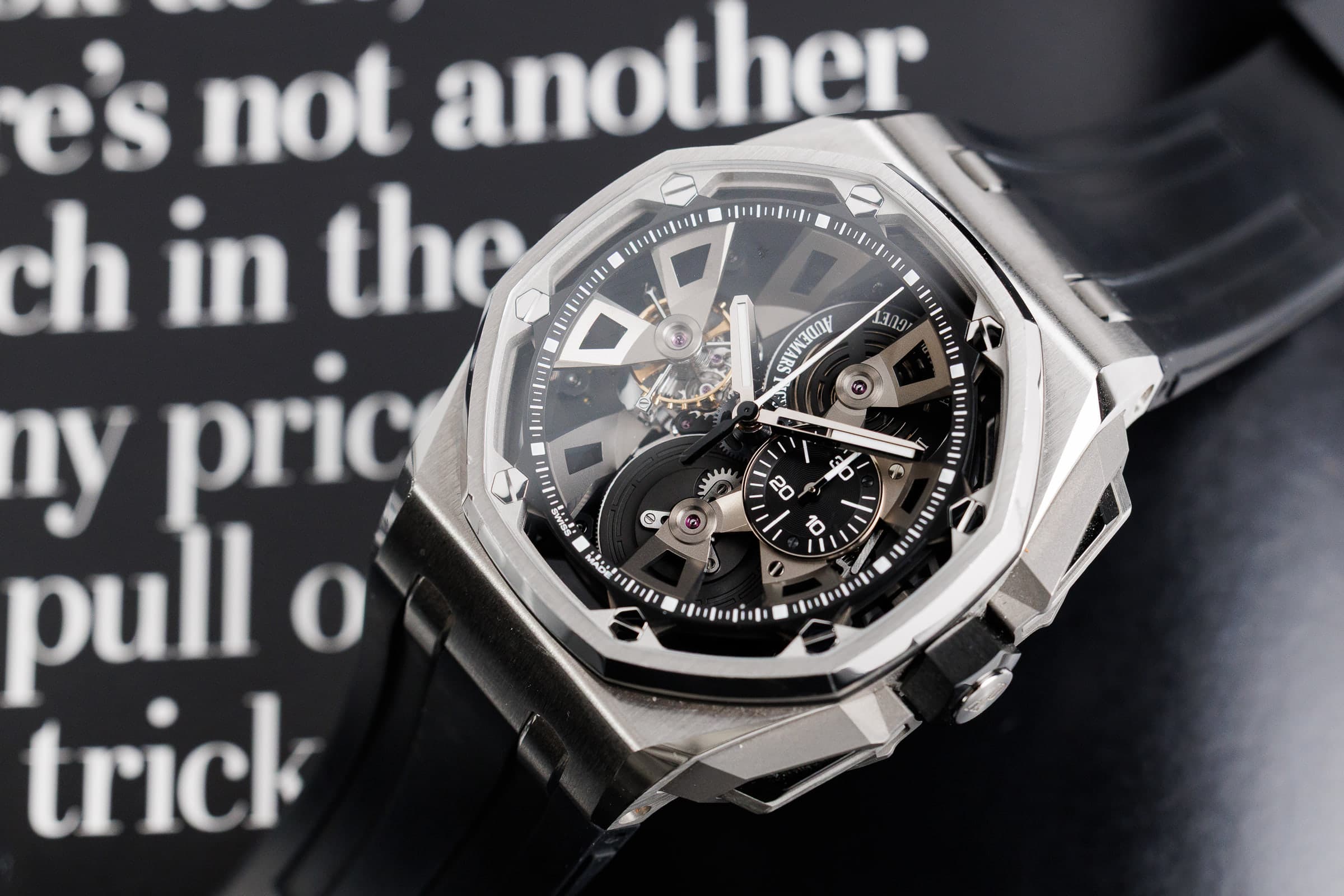 Audemars Piguet Royal Oak Offshore 26421ST tourbillon chronograph in steel, front view