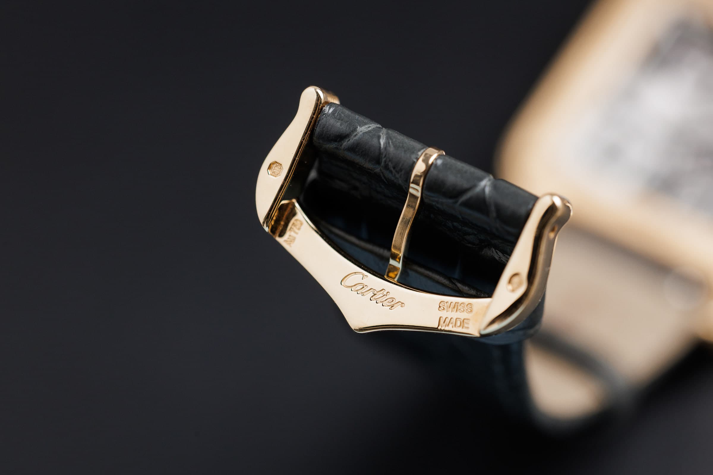 Cartier Santos-Dumont Skeleton WHSA0043 in gold, gold ardillon buckle