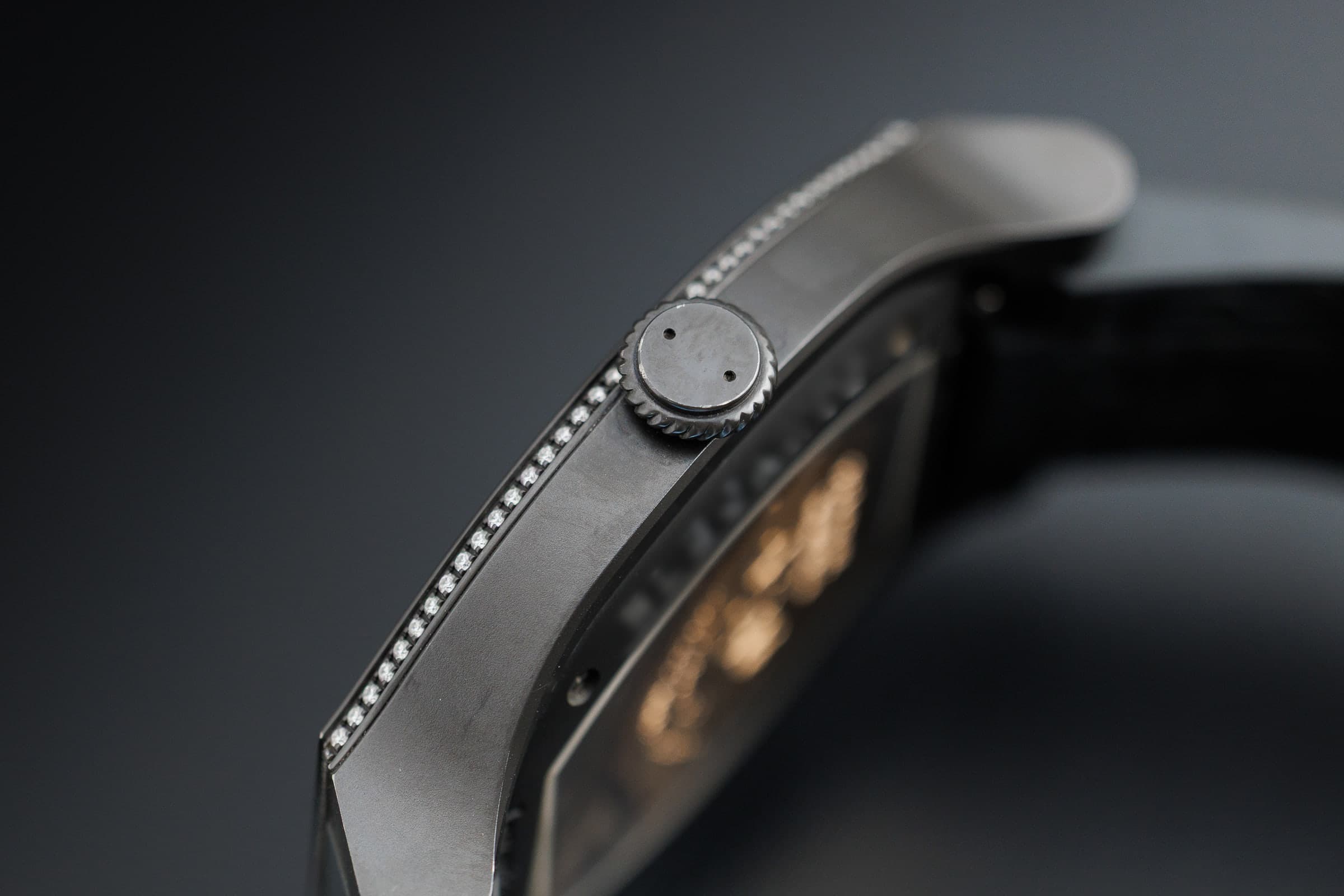 F.P. Journe Élégante 48mm Titalyt with diamond-set case, side profile