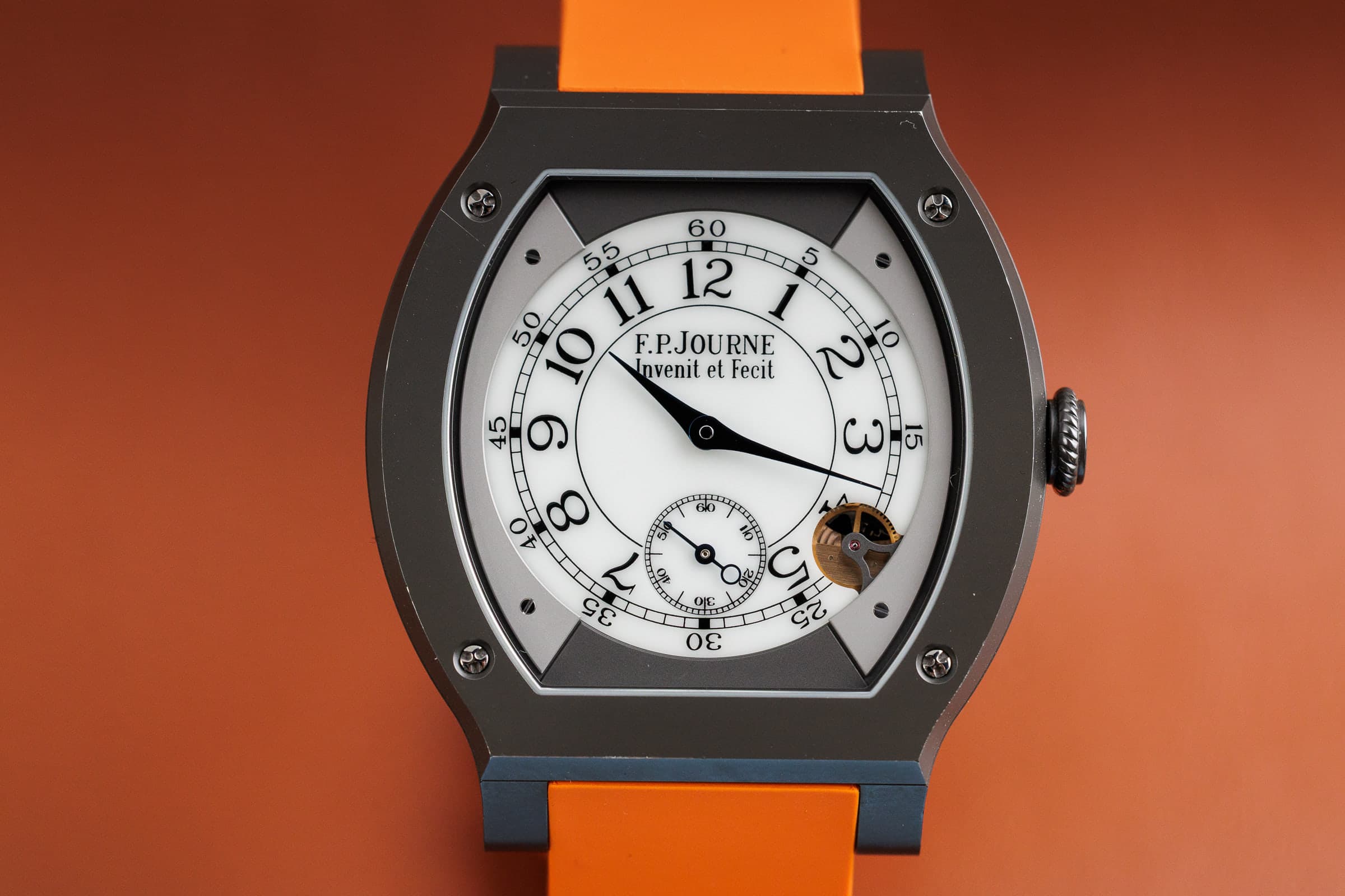 F.P. Journe Élégante 48mm Titalyt with white dial, front view