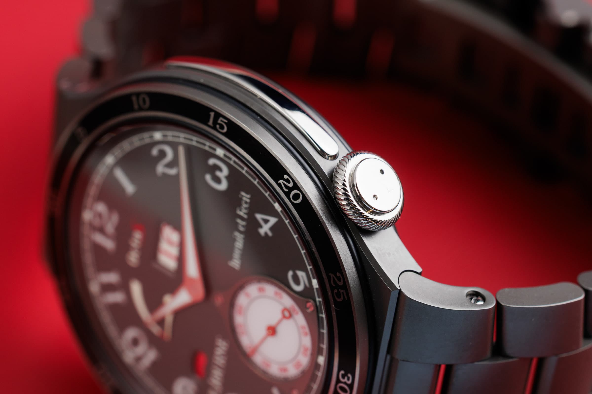 F.P. Journe LineSport Automatique in titanium, dial and crown detail