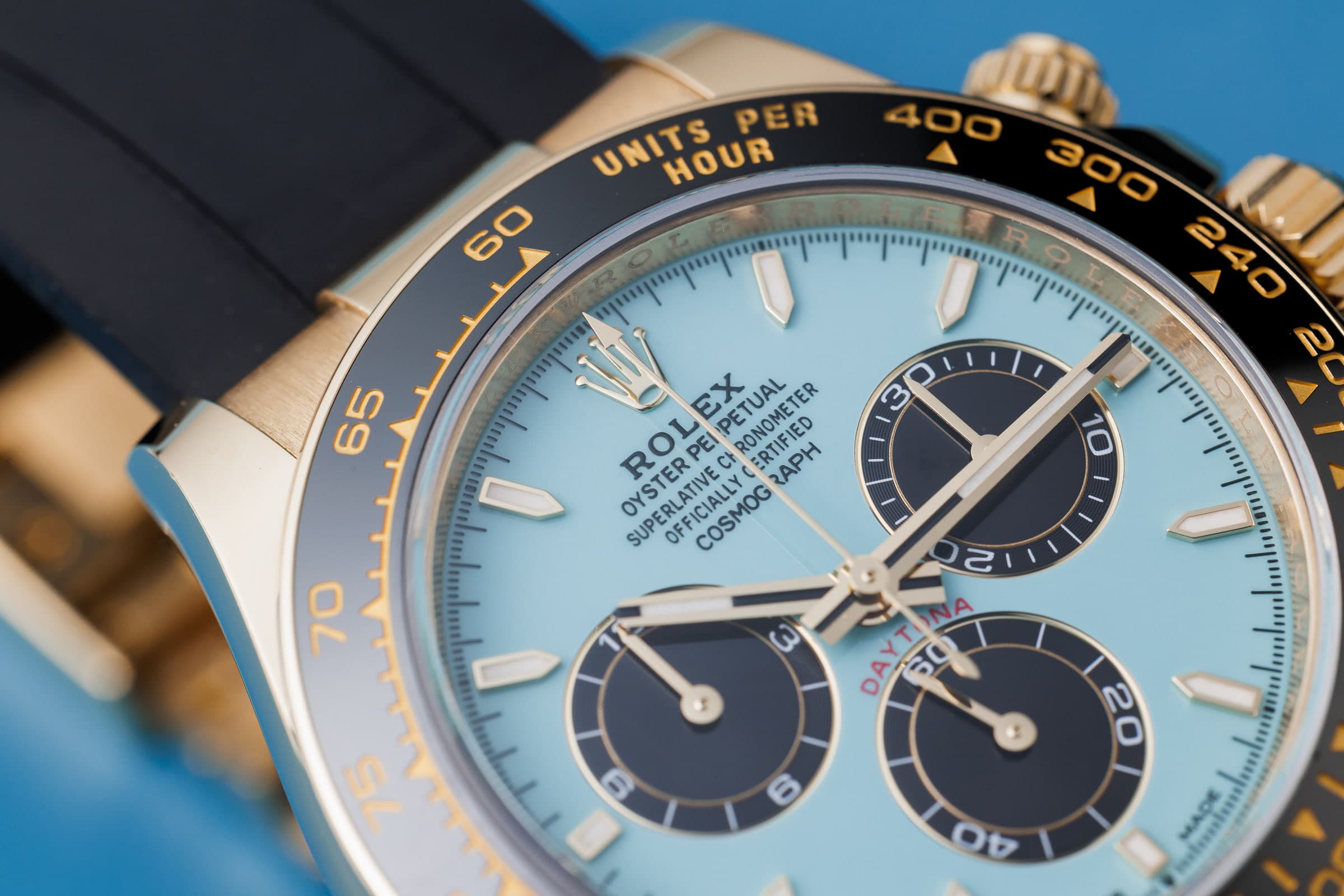 Rolex Cosmograph Daytona 126518LN in yellow gold with turquoise dial, turquoise dial