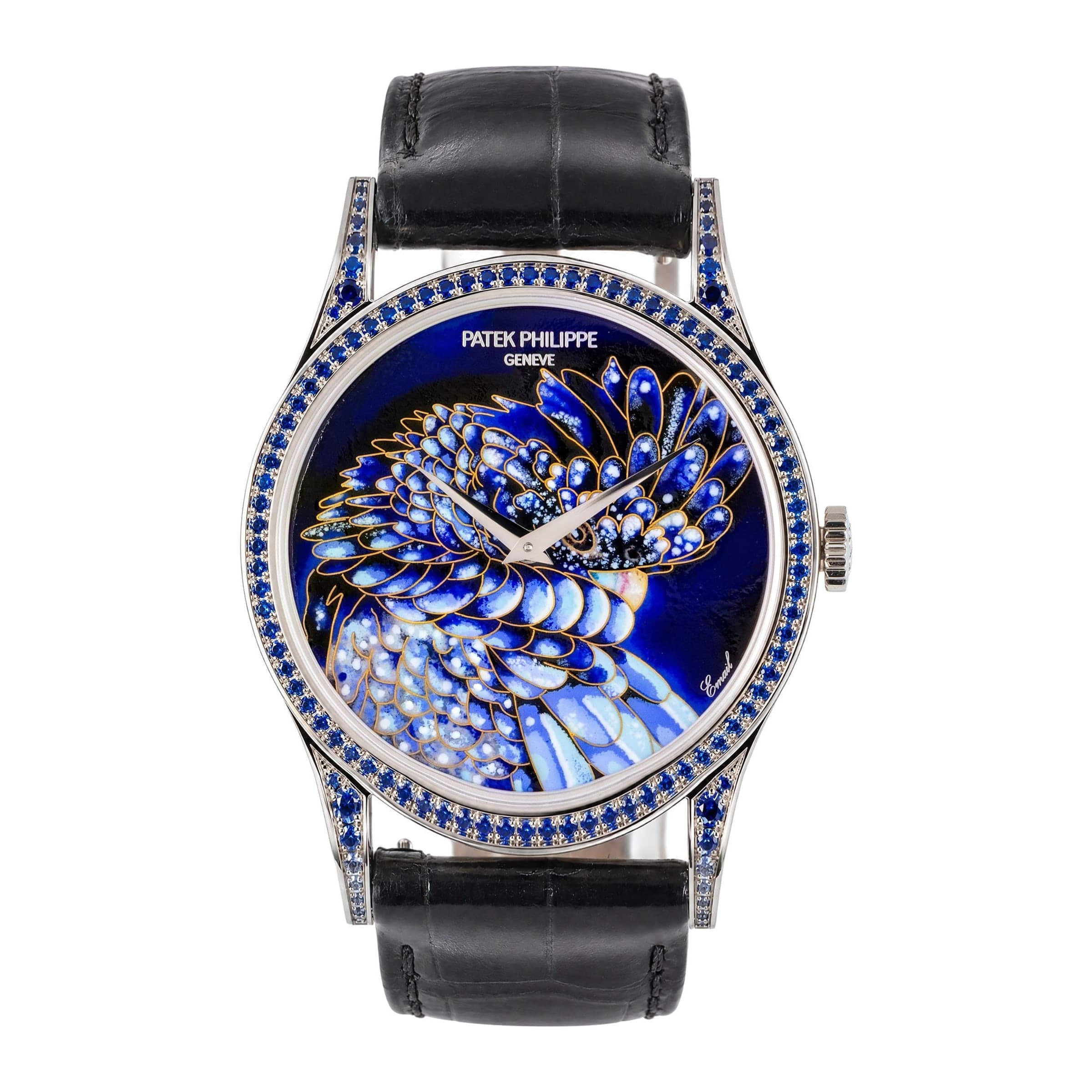 Patek Philippe Calatrava Cloisonné “Blue Cockatoos” Ref. 5077/214G-001 · White Gold · 38mm