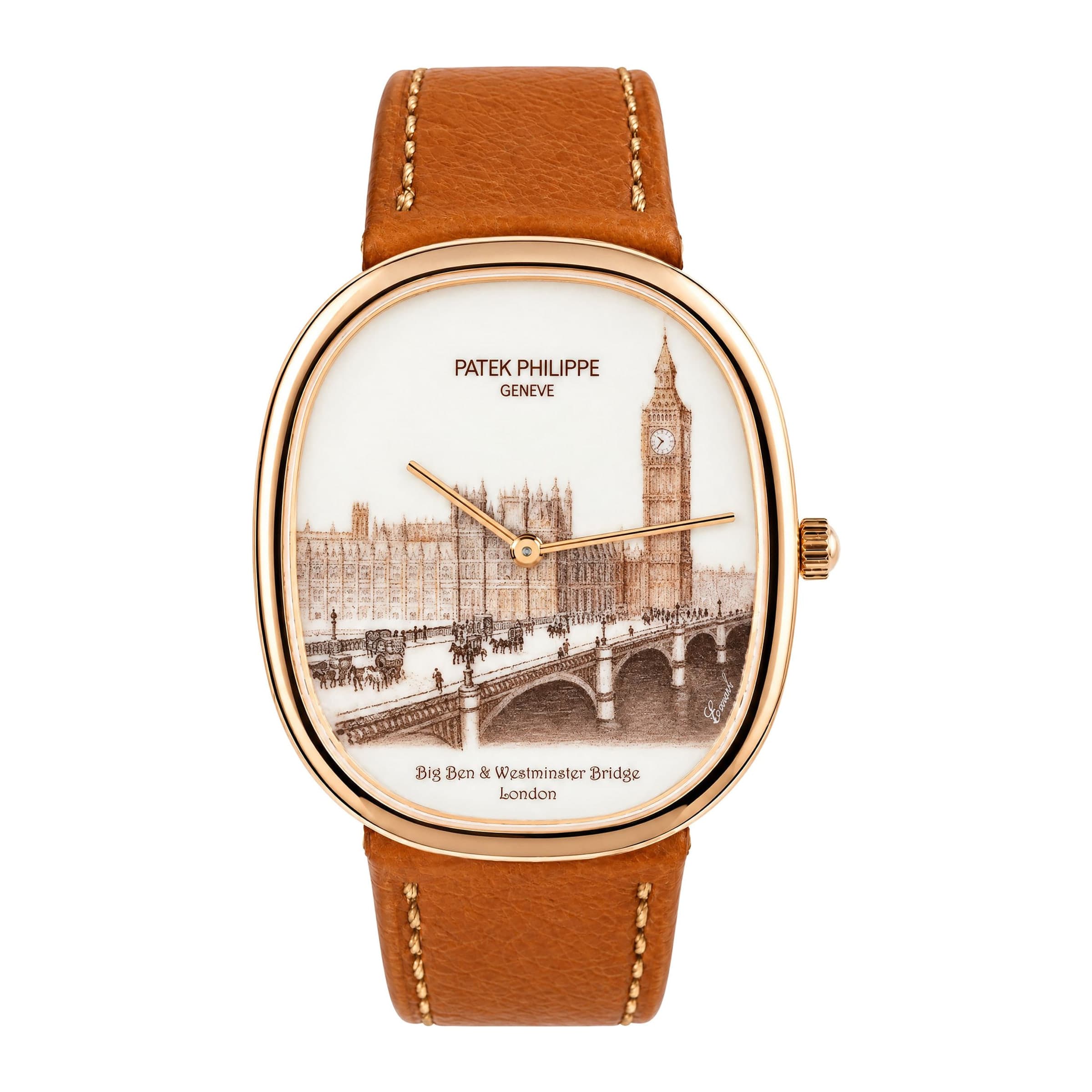 Patek Philippe Golden Ellipse “Westminster Bridge and Big Ben” Ref. 5738/50R-019 · Rose Gold · 34.5 x 39.5mm