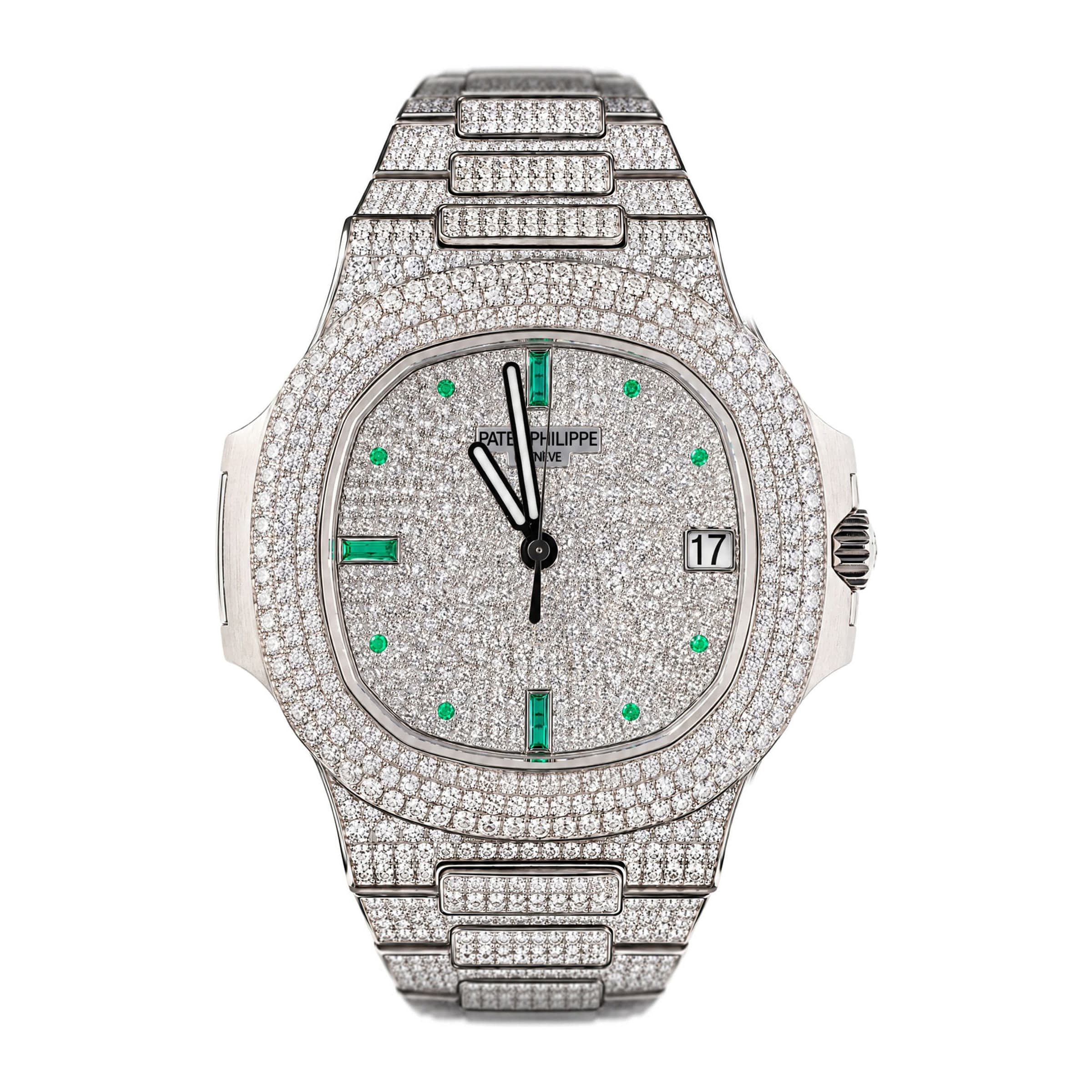 Patek Philippe Nautilus Diamond Paved Emerald Markers Ref. 5719/1G-010 · White Gold with paved diamonds · 40.5mm